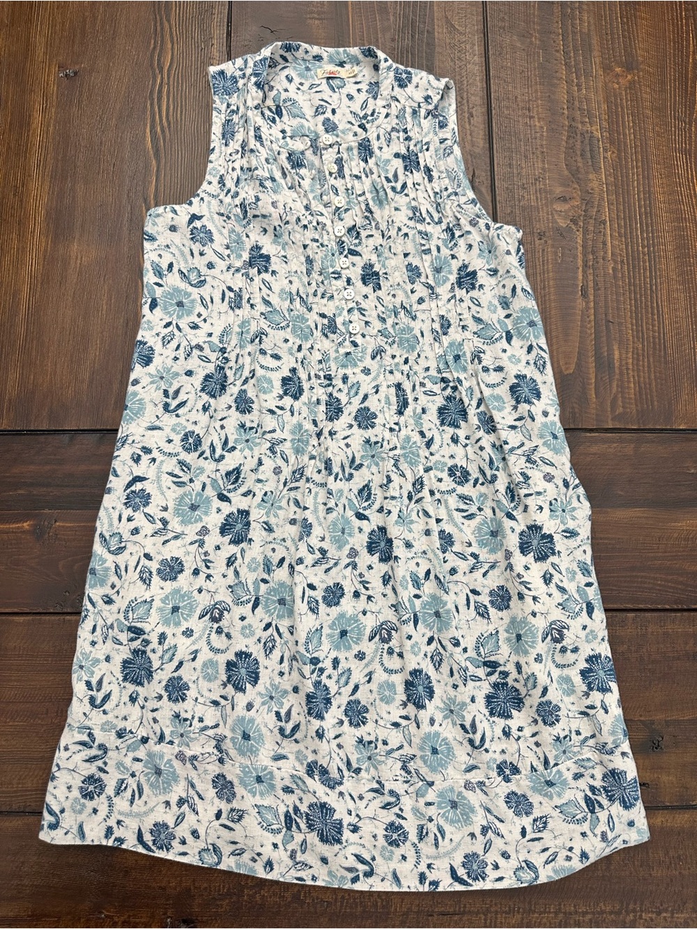 Faherty Isha Sleeveless Pintuck Floral Shift Dress - Size XS